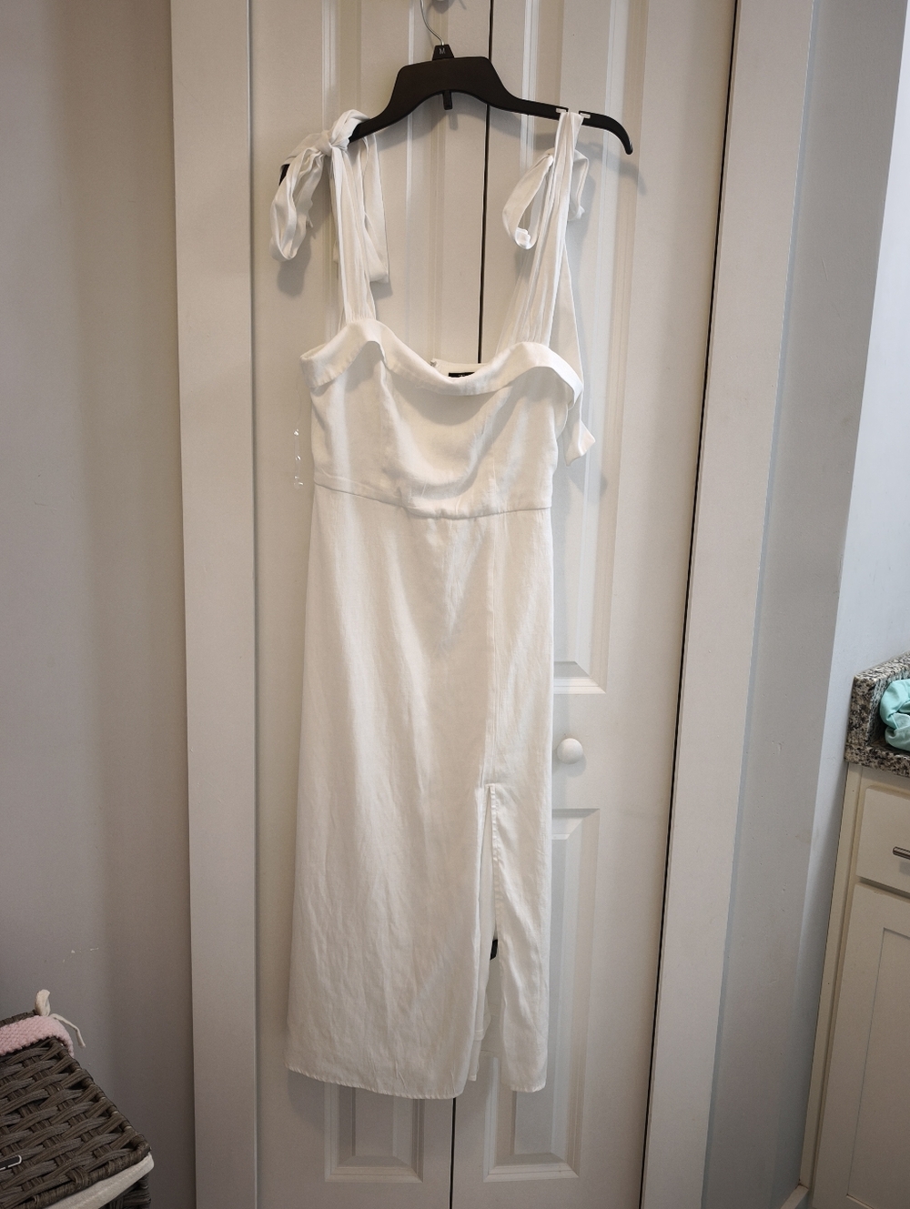 Trixxi White Tie-Shoulder Midi Dress